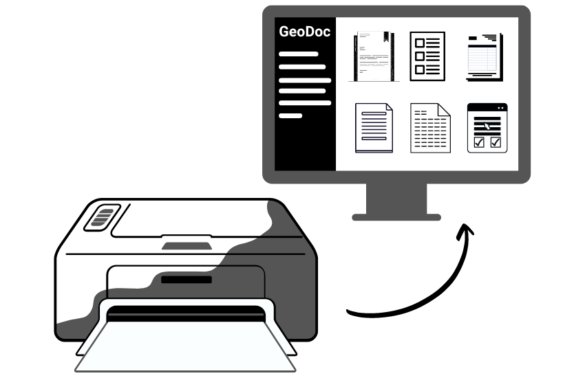Grafisk illustrasjon av skanning inn i GeoDoc